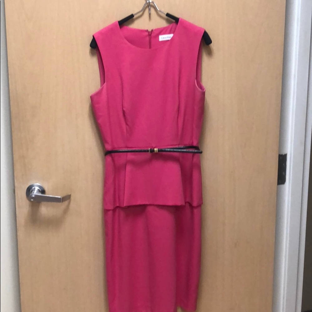Calvin Klein peplum dress with belt